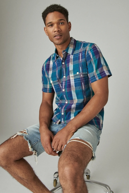 IKAT PLAID UTILITY SHORT SLEEVE SHIRT, image 1