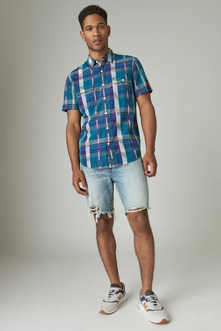IKAT PLAID UTILITY SHORT SLEEVE SHIRT, image 2