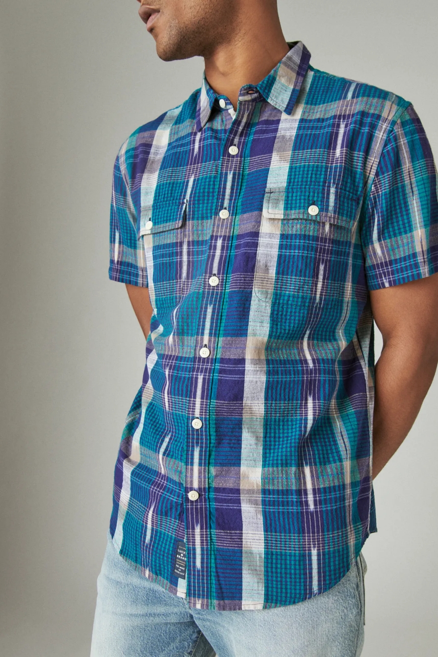 IKAT PLAID UTILITY SHORT SLEEVE SHIRT, image 4