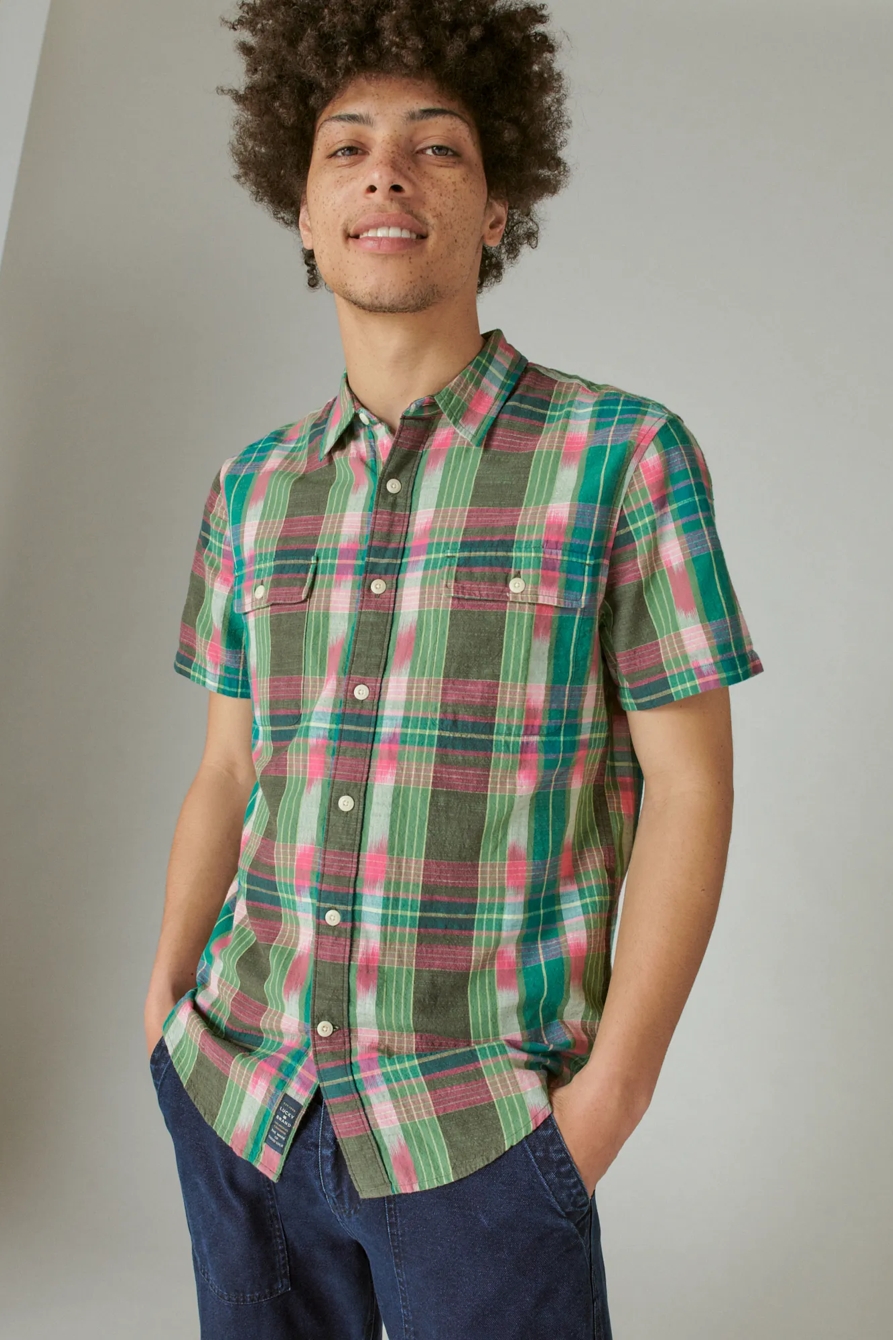 IKAT PLAID UTILITY SHORT SLEEVE SHIRT, image 2