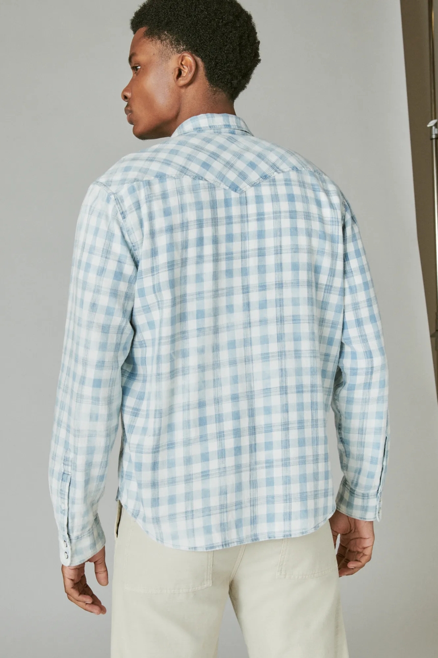 INDIGO LINEN PLAID WESTERN LONG SLEEVE SHIRT, image 5