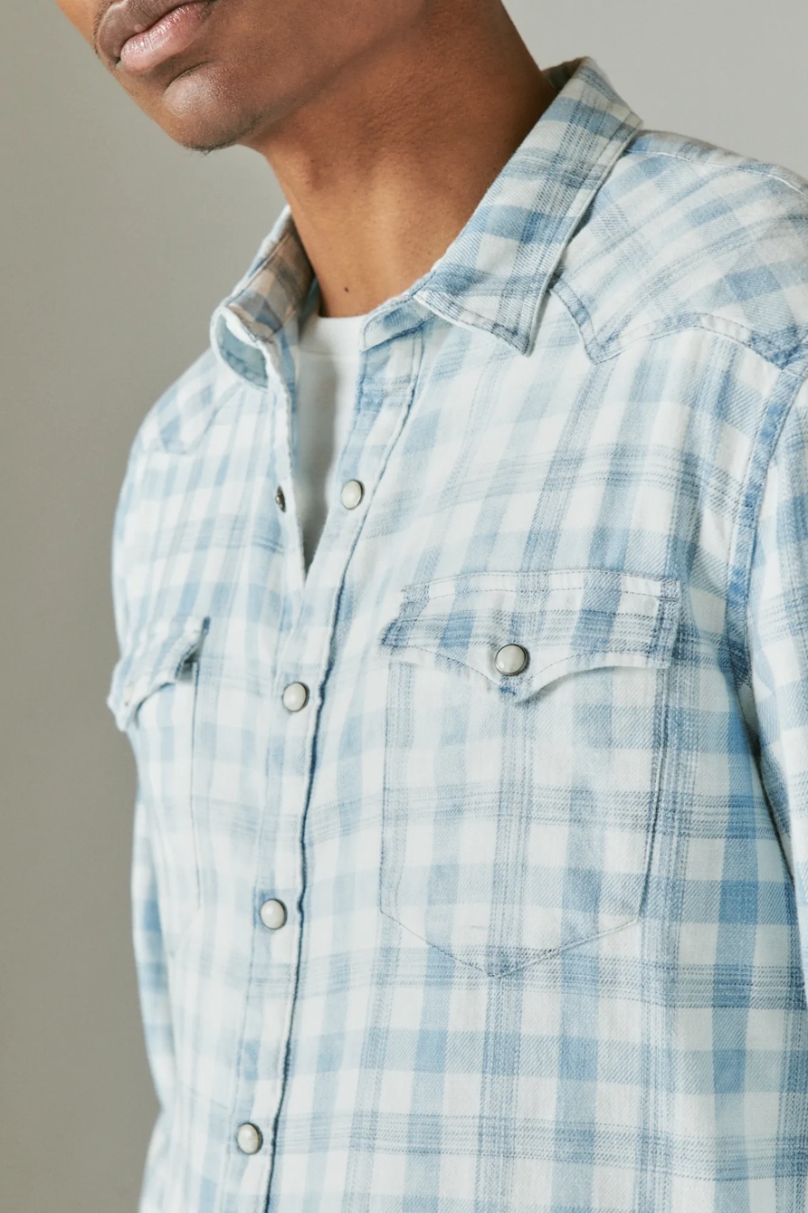 INDIGO LINEN PLAID WESTERN LONG SLEEVE SHIRT, image 6