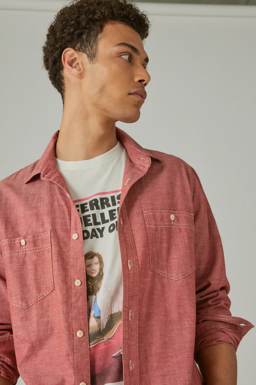 CHAMBRAY UTILITY LONG SLEEVE SHIRT, image 4