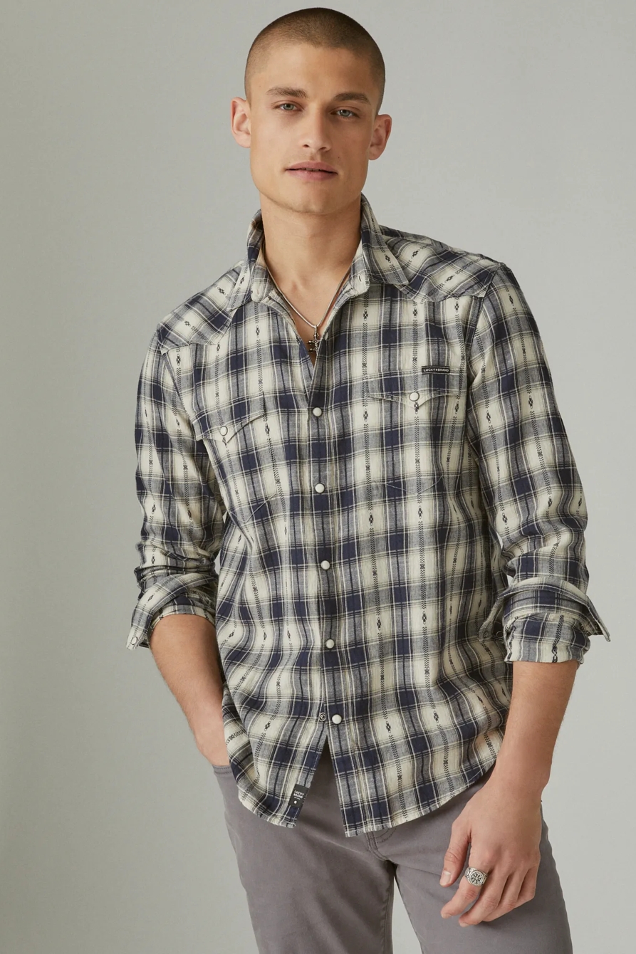 PLAID DOBBY WESTERN LONG SLEEVE SHIRT, image 2