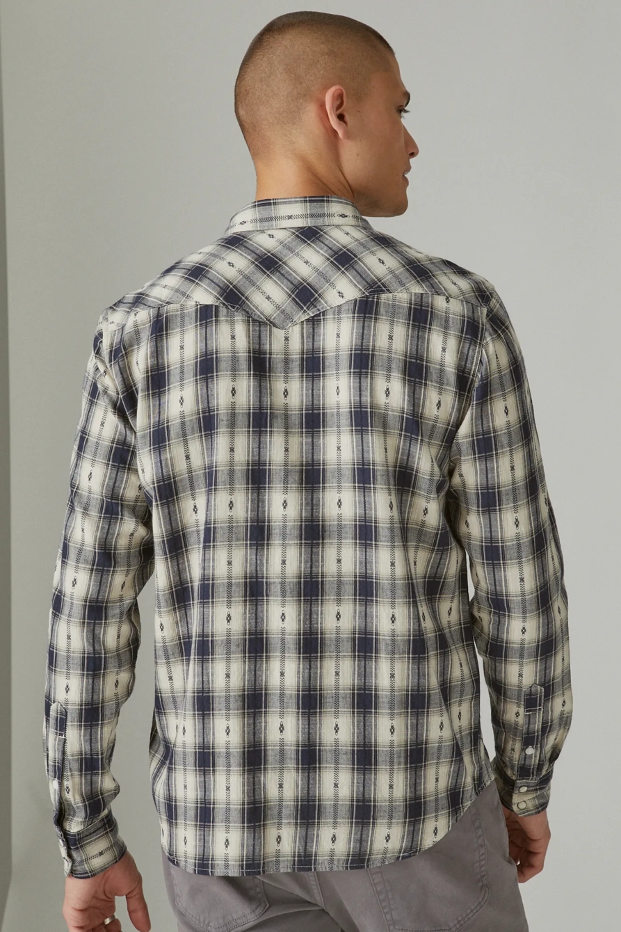 PLAID DOBBY WESTERN LONG SLEEVE SHIRT, image 3