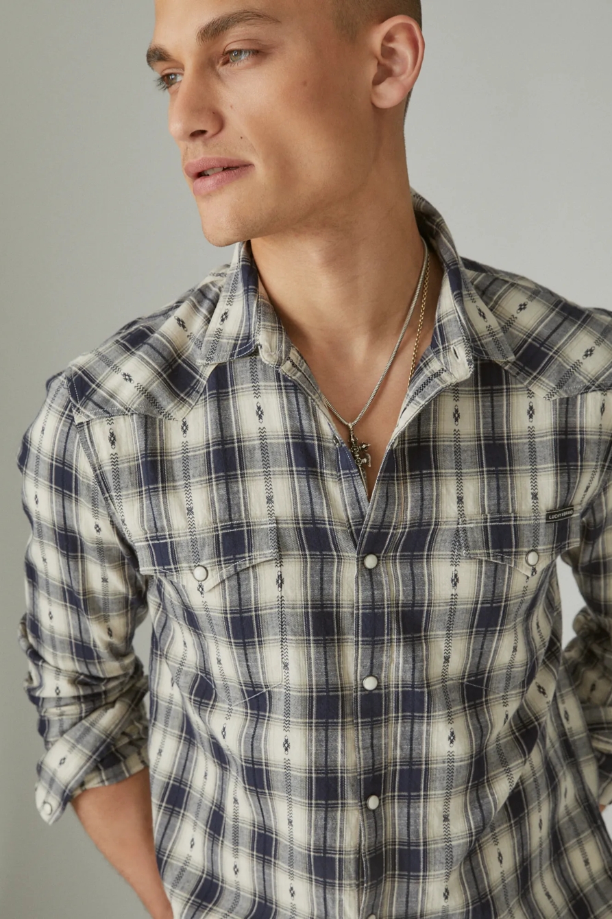 PLAID DOBBY WESTERN LONG SLEEVE SHIRT, image 4