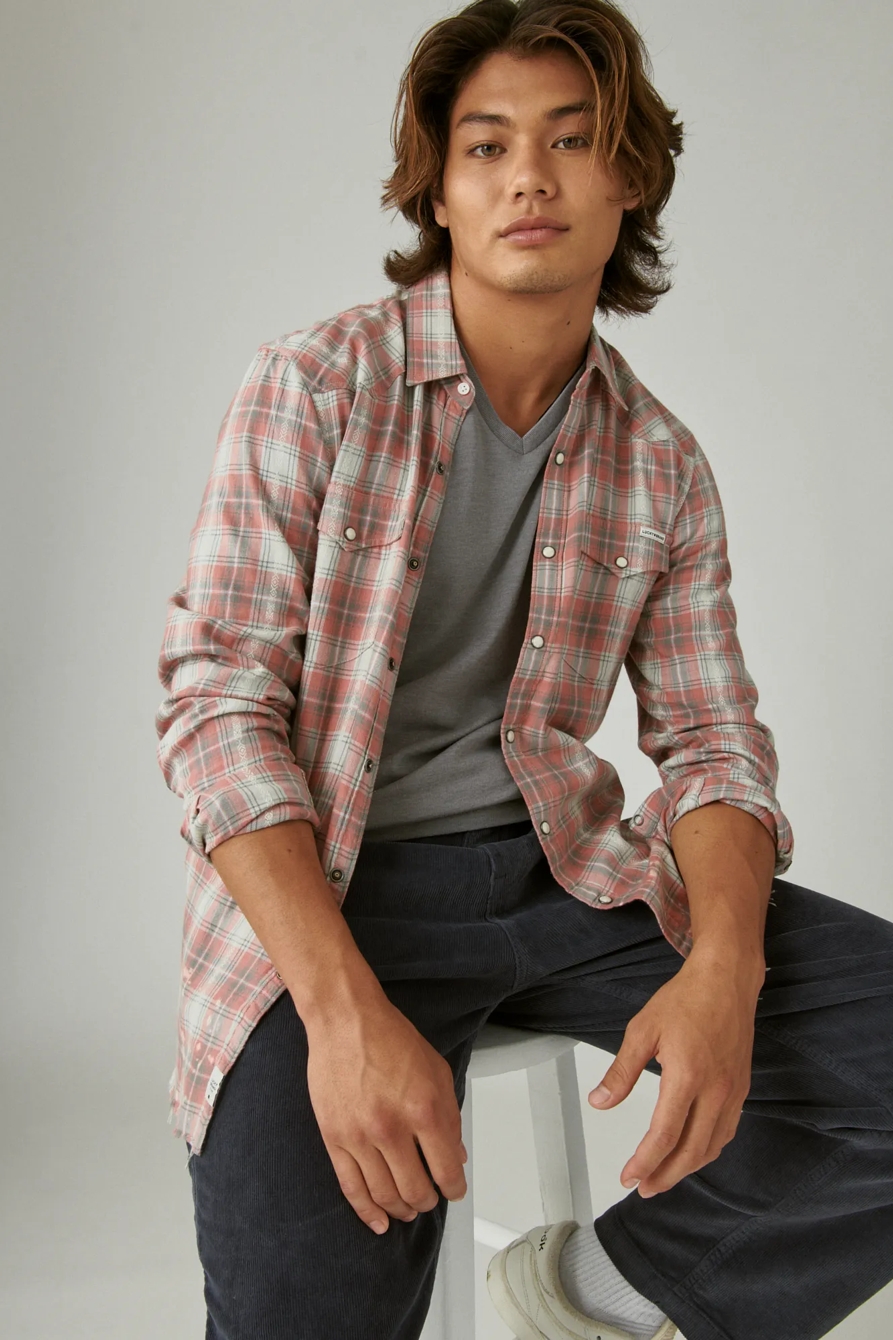 ACID WASH FRAYED HEM UTILITY LONG SLEEVE SHIRT, image 1