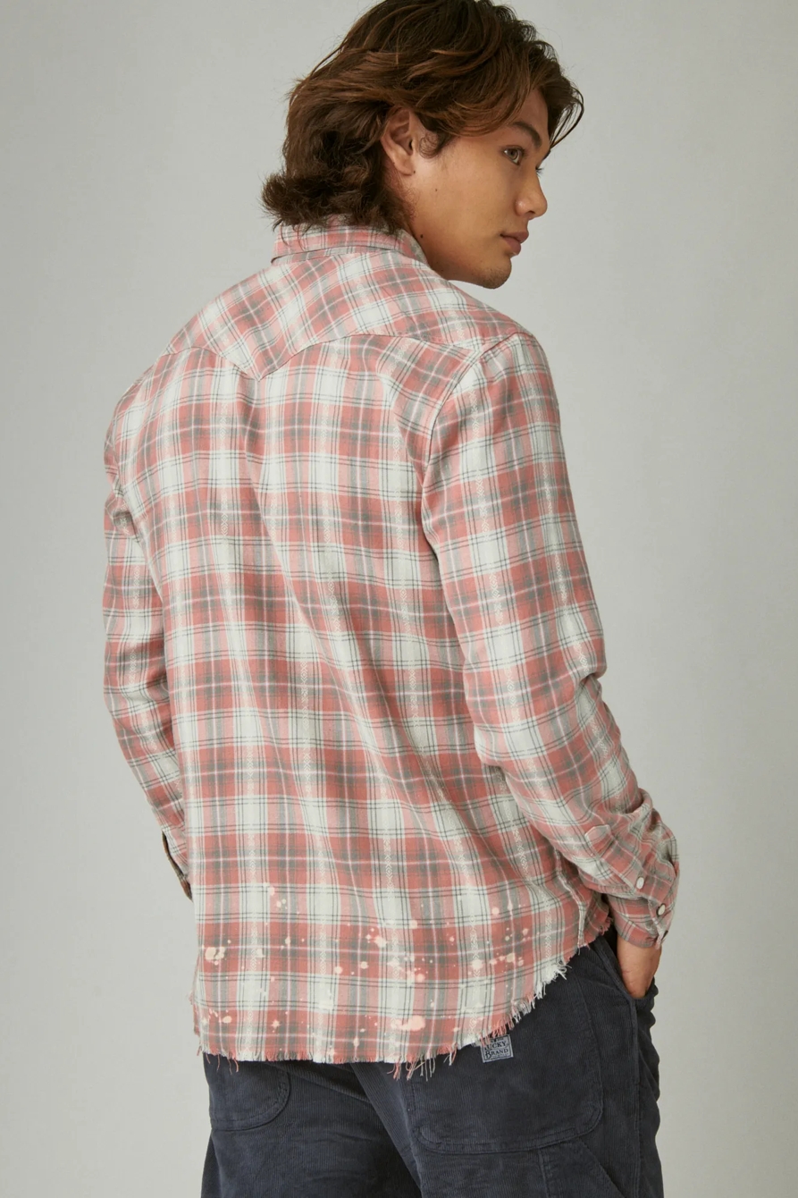 ACID WASH FRAYED HEM UTILITY LONG SLEEVE SHIRT, image 3