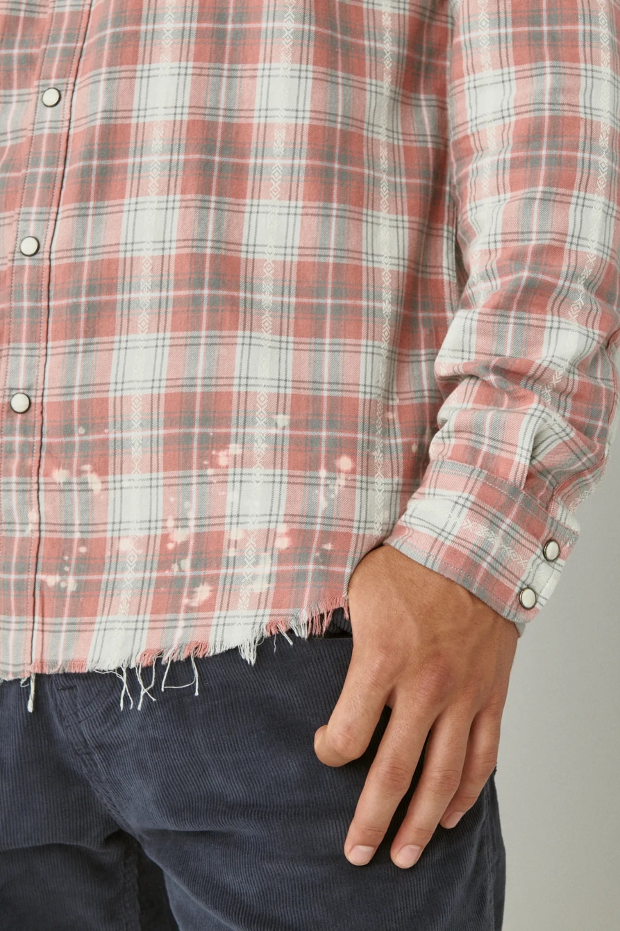 ACID WASH FRAYED HEM UTILITY LONG SLEEVE SHIRT, image 4