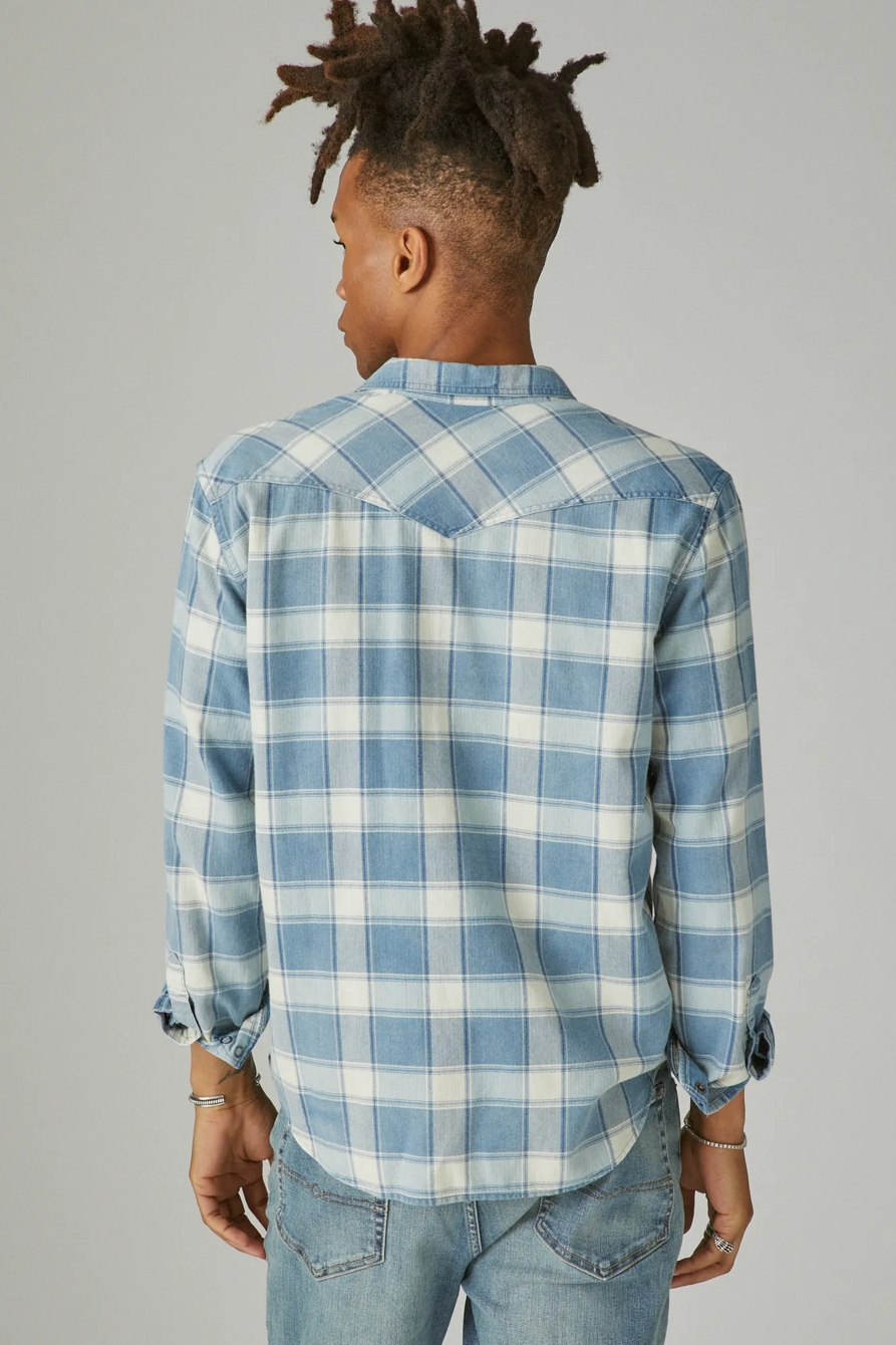 INDIGO PLAID WESTERN LONG SLEEVE SHIRT, image 3