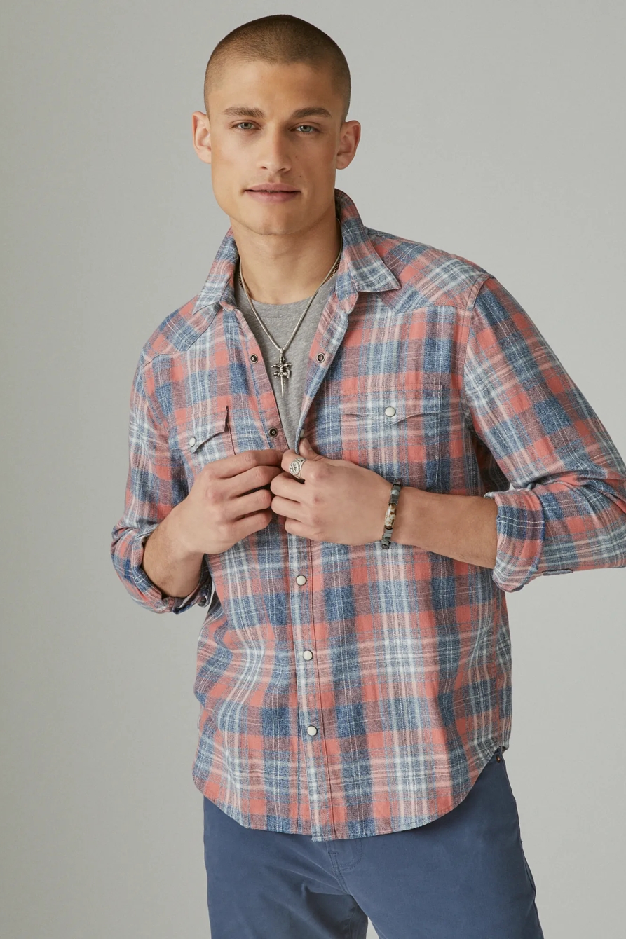 INDIGO PLAID WESTERN LONG SLEEVE SHIRT, image 2
