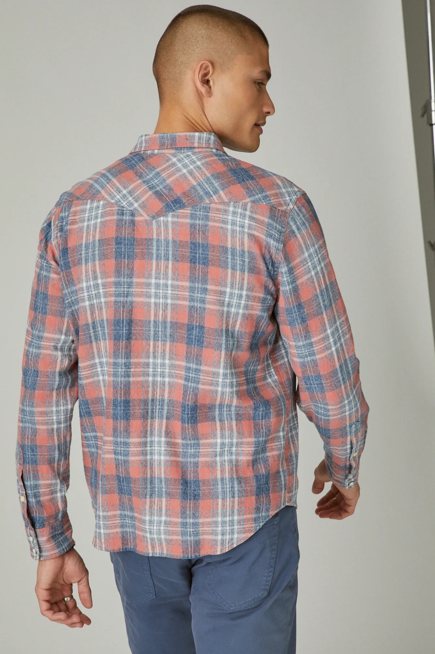 INDIGO PLAID WESTERN LONG SLEEVE SHIRT, image 3