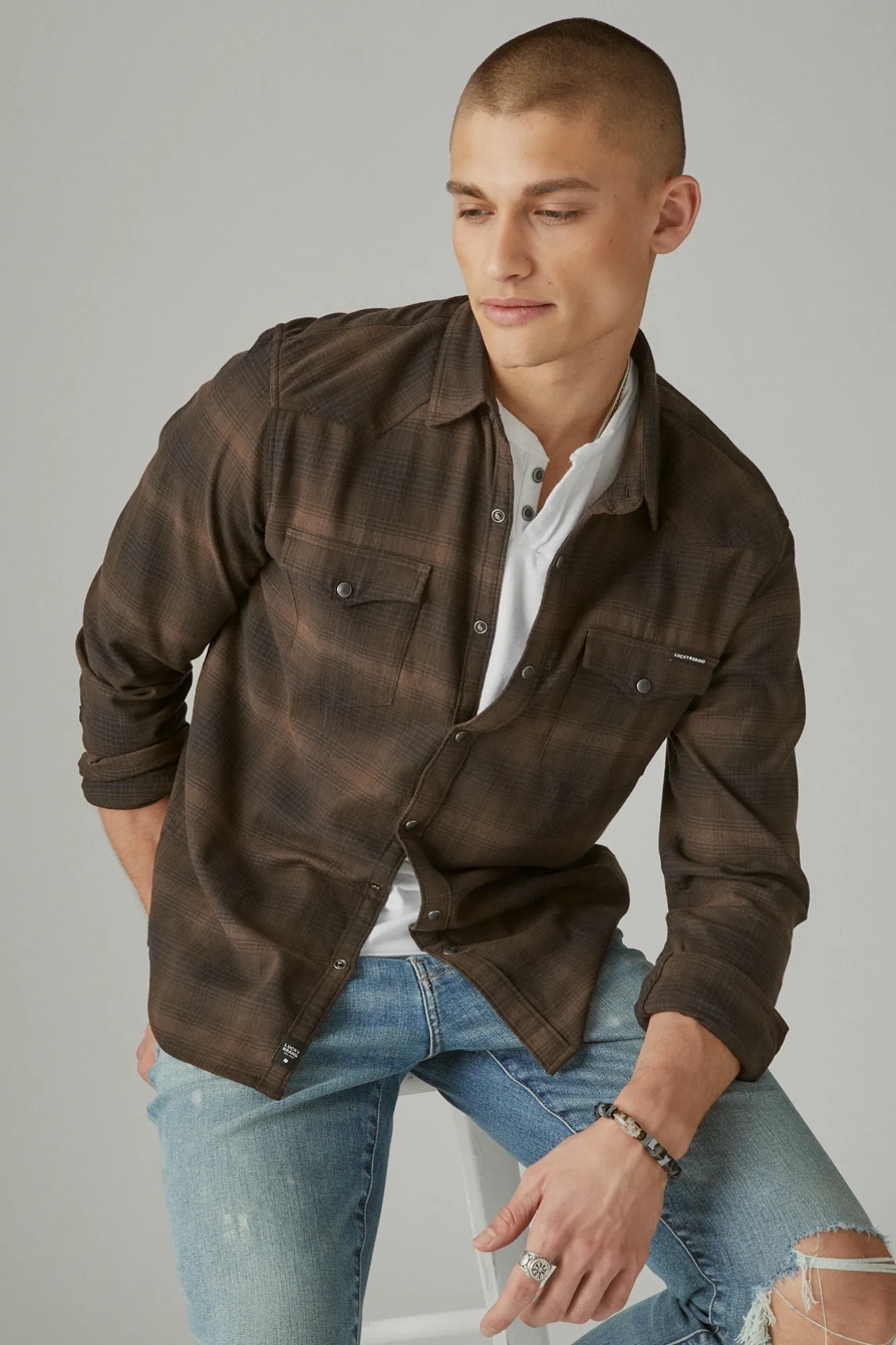 STRETCH GROM PLAID WESTERN LONG SLEEVE SHIRT, image 2