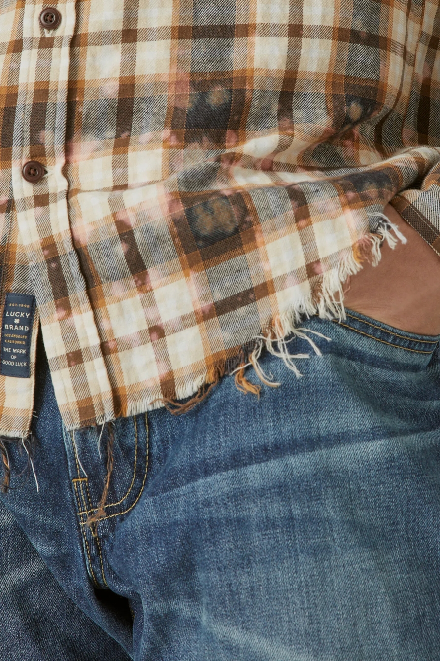 ACID WASH FRAYED HEM UTILITY LONG SLEEVE SHIRT, image 3
