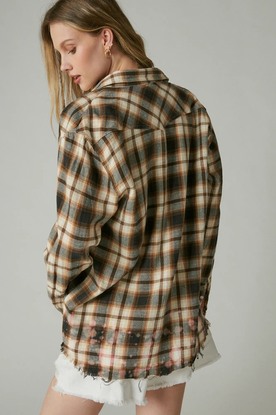 ACID WASH FRAYED HEM UTILITY LONG SLEEVE SHIRT, image 6