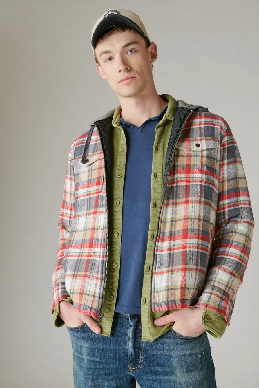 FLEECE HOOD LONG SLEEVE OVER SHIRT, image 2