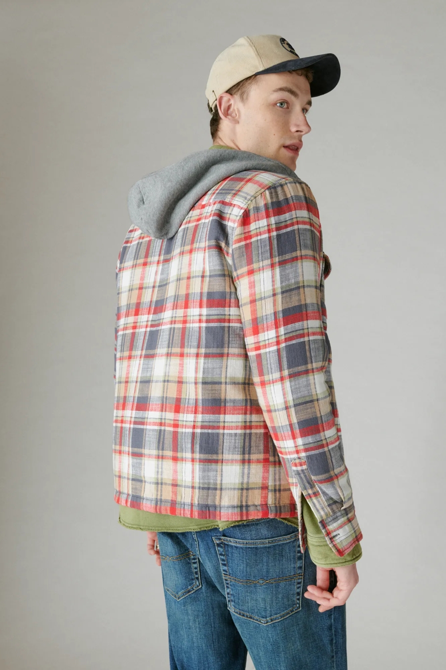 FLEECE HOOD LONG SLEEVE OVER SHIRT, image 3