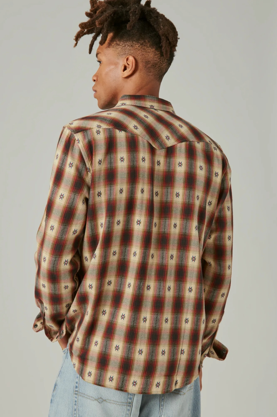 PLAID DOBBY WESTERN LONG SLEEVE SHIRT, image 3