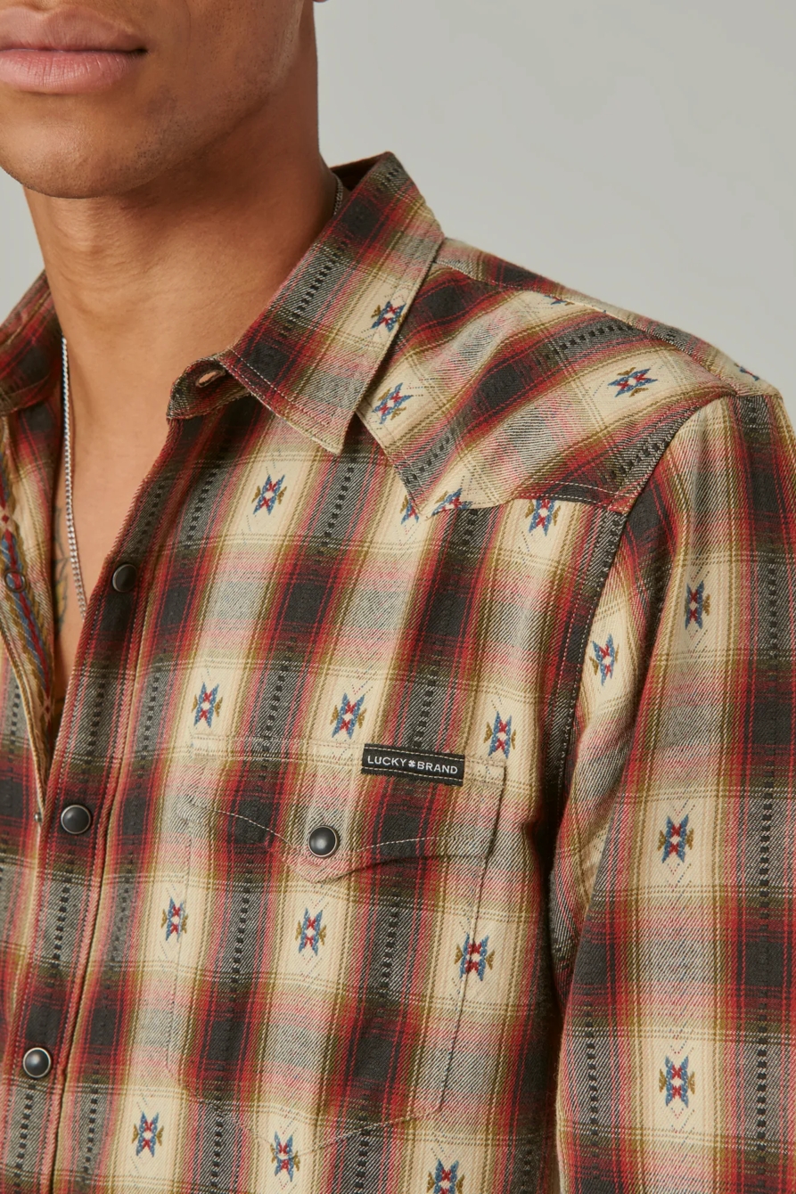 PLAID DOBBY WESTERN LONG SLEEVE SHIRT, image 4