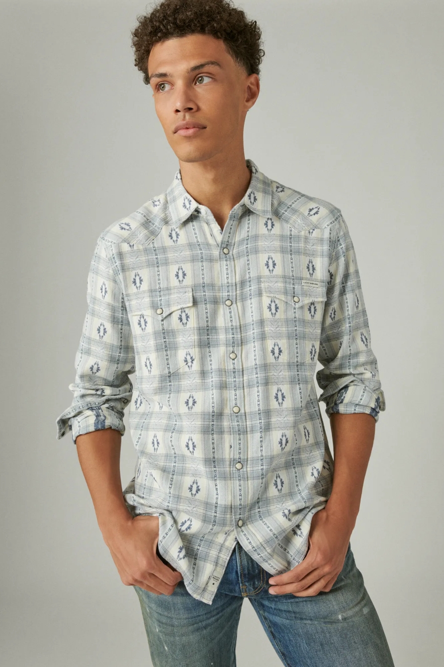 PLAID DOBBY WESTERN LONG SLEEVE SHIRT, image 2