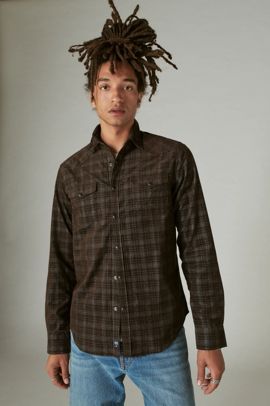 PLAID CORDUROY WESTERN LONG SLEEVE SHIRT., image 1