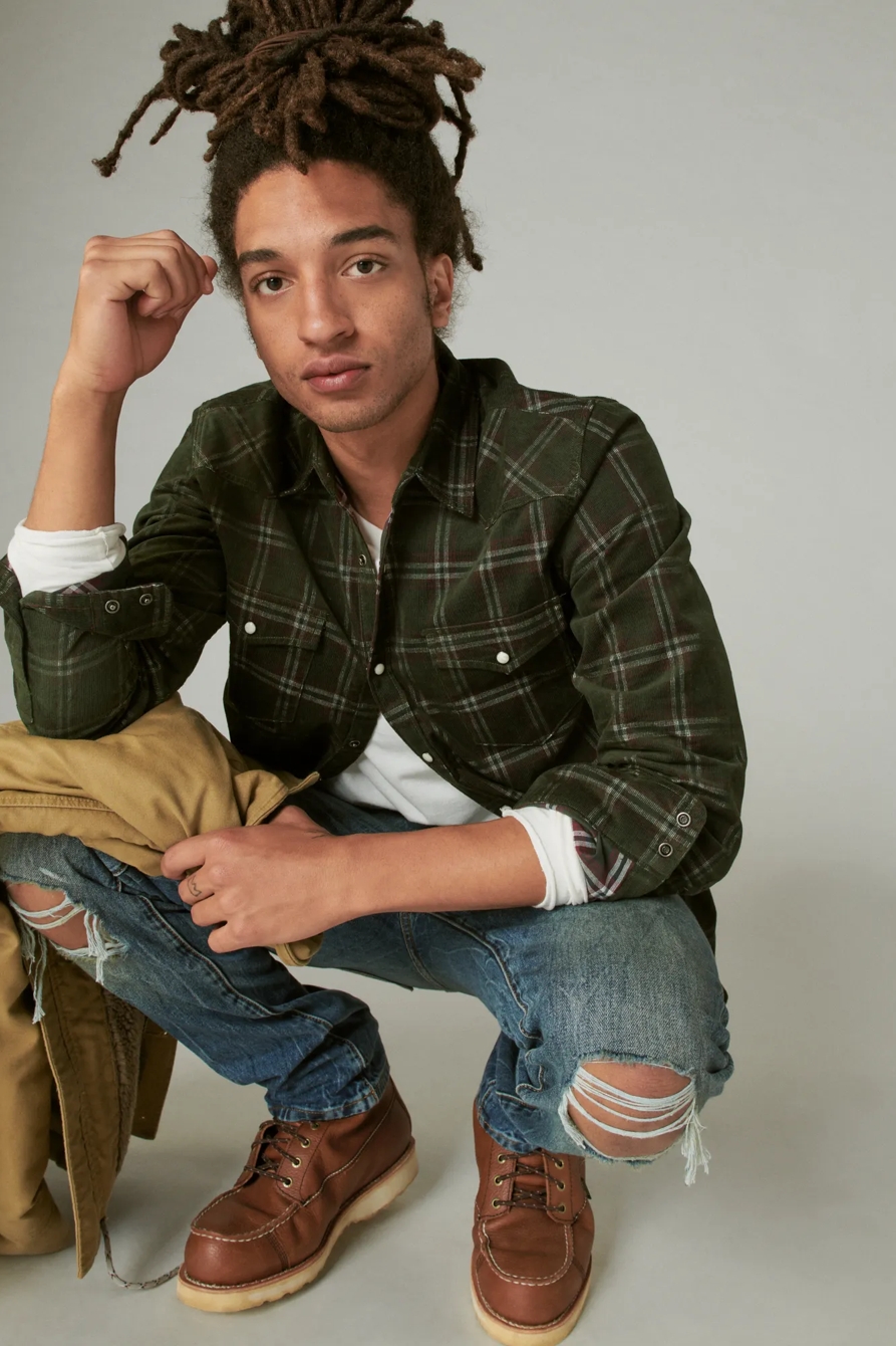 PLAID CORDUROY WESTERN LONG SLEEVE SHIRT., image 1