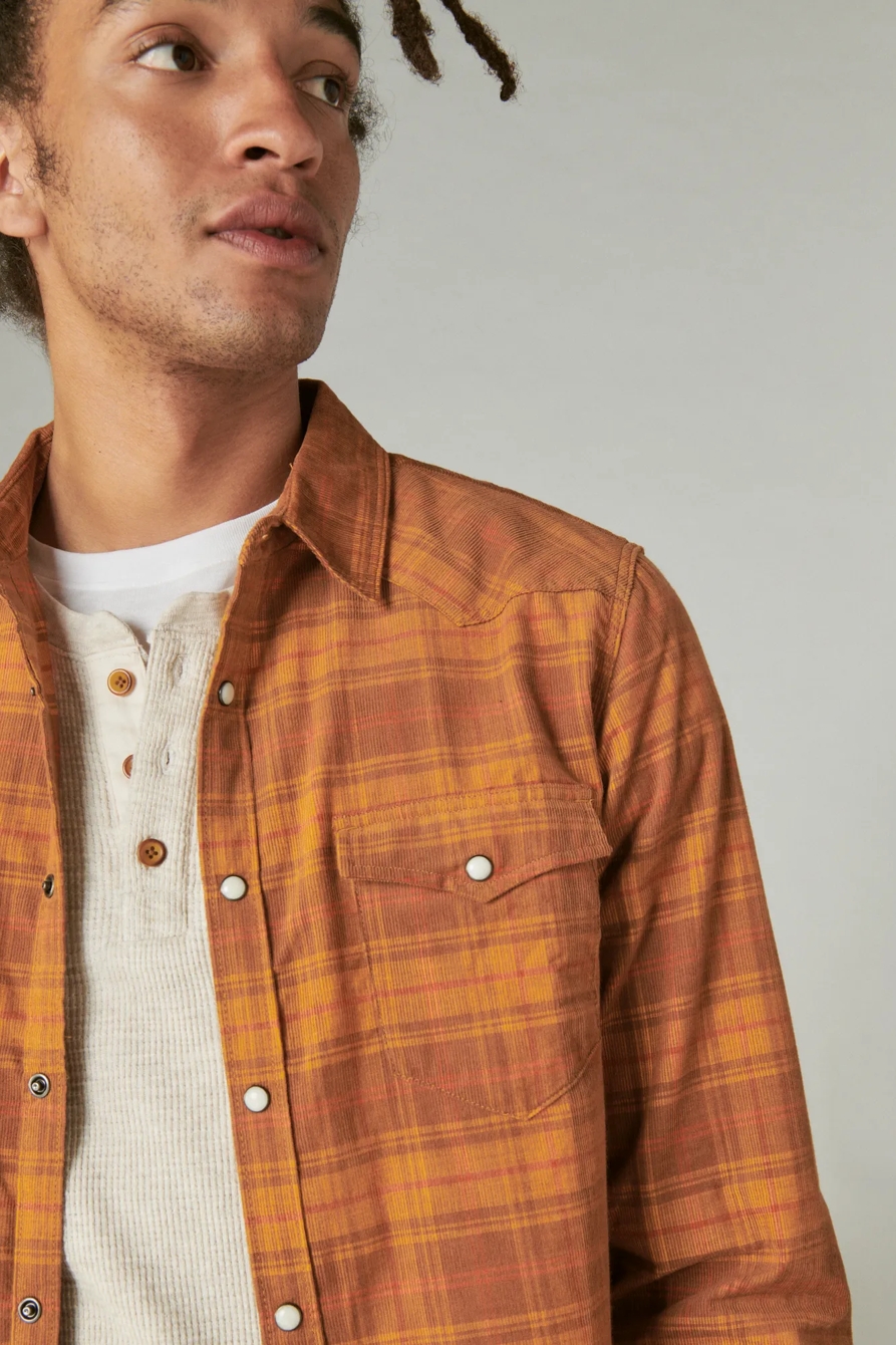 PLAID CORDUROY WESTERN LONG SLEEVE SHIRT., image 1