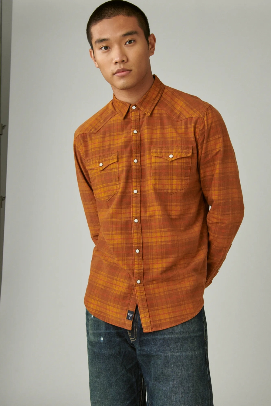 PLAID CORDUROY WESTERN LONG SLEEVE SHIRT., image 5