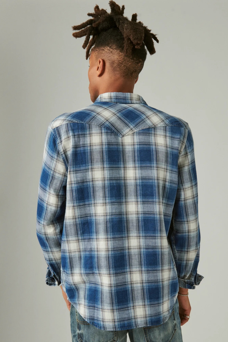 PLAID INDIGO LONG SLEEVE WESTERN SHIRT, image 2