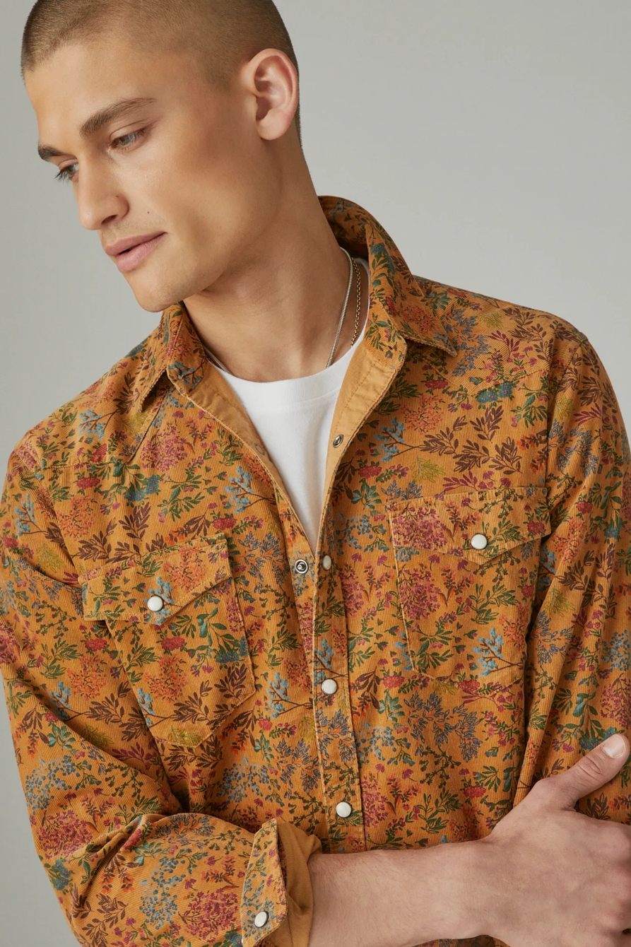 PRINTED CORDUROY WESTERN LONG SLEEVE SHIRT, image 3