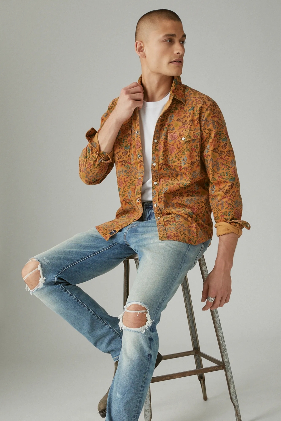 PRINTED CORDUROY WESTERN LONG SLEEVE SHIRT, image 4