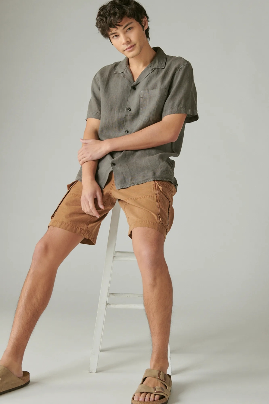 SOLID LINEN SHORT SLEEVE CAMP COLLAR SHIRT, image 2