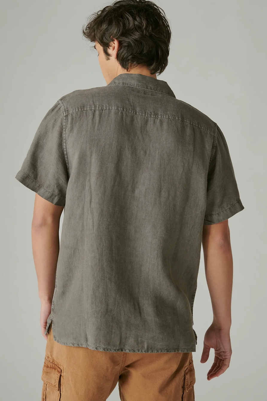 SOLID LINEN SHORT SLEEVE CAMP COLLAR SHIRT, image 4