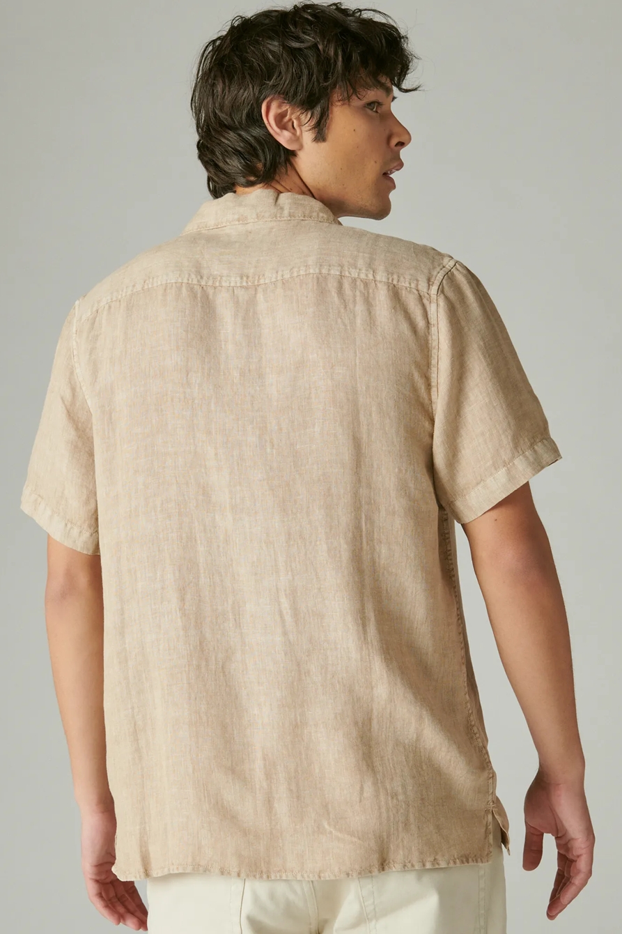 SOLID LINEN SHORT SLEEVE CAMP COLLAR SHIRT, image 4