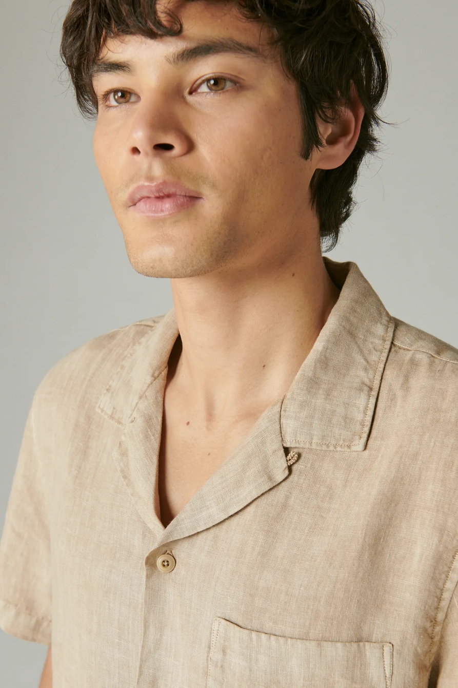SOLID LINEN SHORT SLEEVE CAMP COLLAR SHIRT, image 5