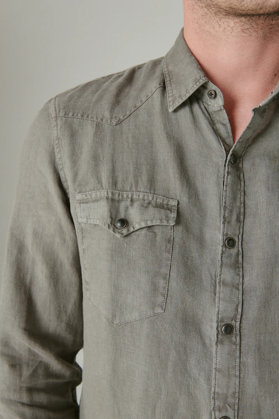 SOLID LINEN LONG SLEEVE WESTERN SHIRT, image 4