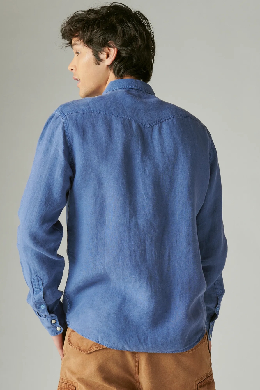 SOLID LINEN LONG SLEEVE WESTERN SHIRT, image 3