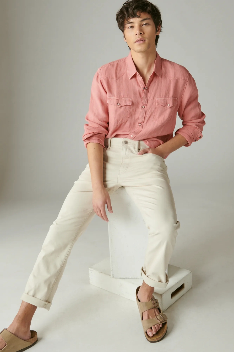 SOLID LINEN LONG SLEEVE WESTERN SHIRT, image 2