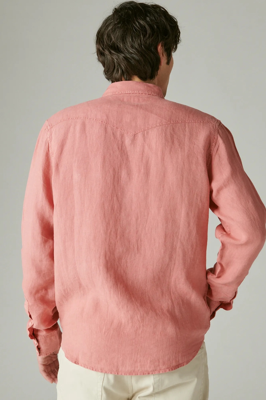 SOLID LINEN LONG SLEEVE WESTERN SHIRT, image 3
