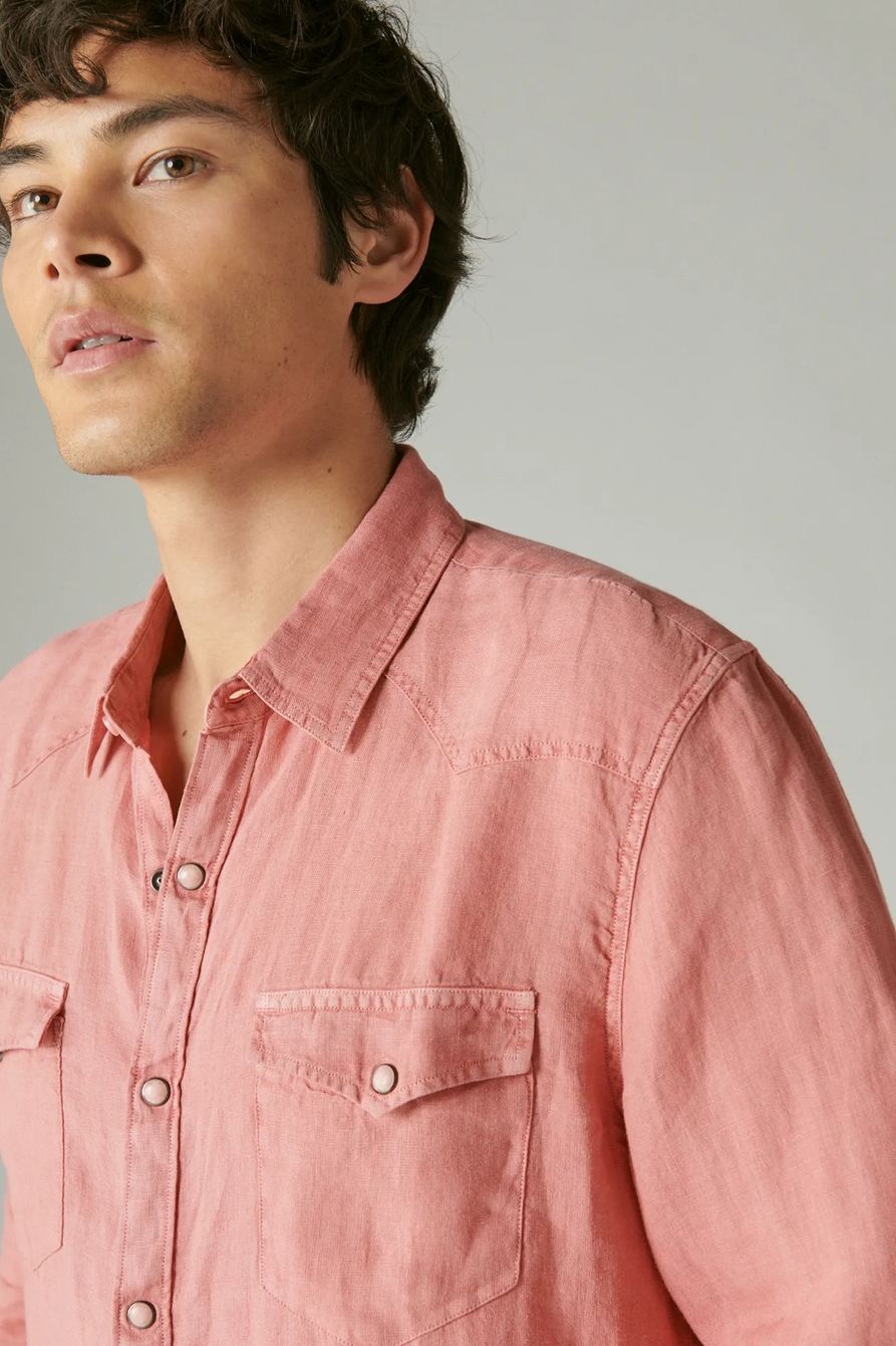 SOLID LINEN LONG SLEEVE WESTERN SHIRT, image 4