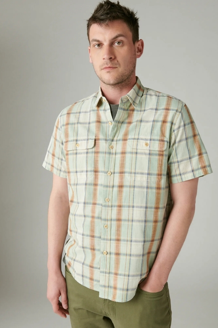 PLAID SHORT SLEEVE UTILITY SHIRT, image 1