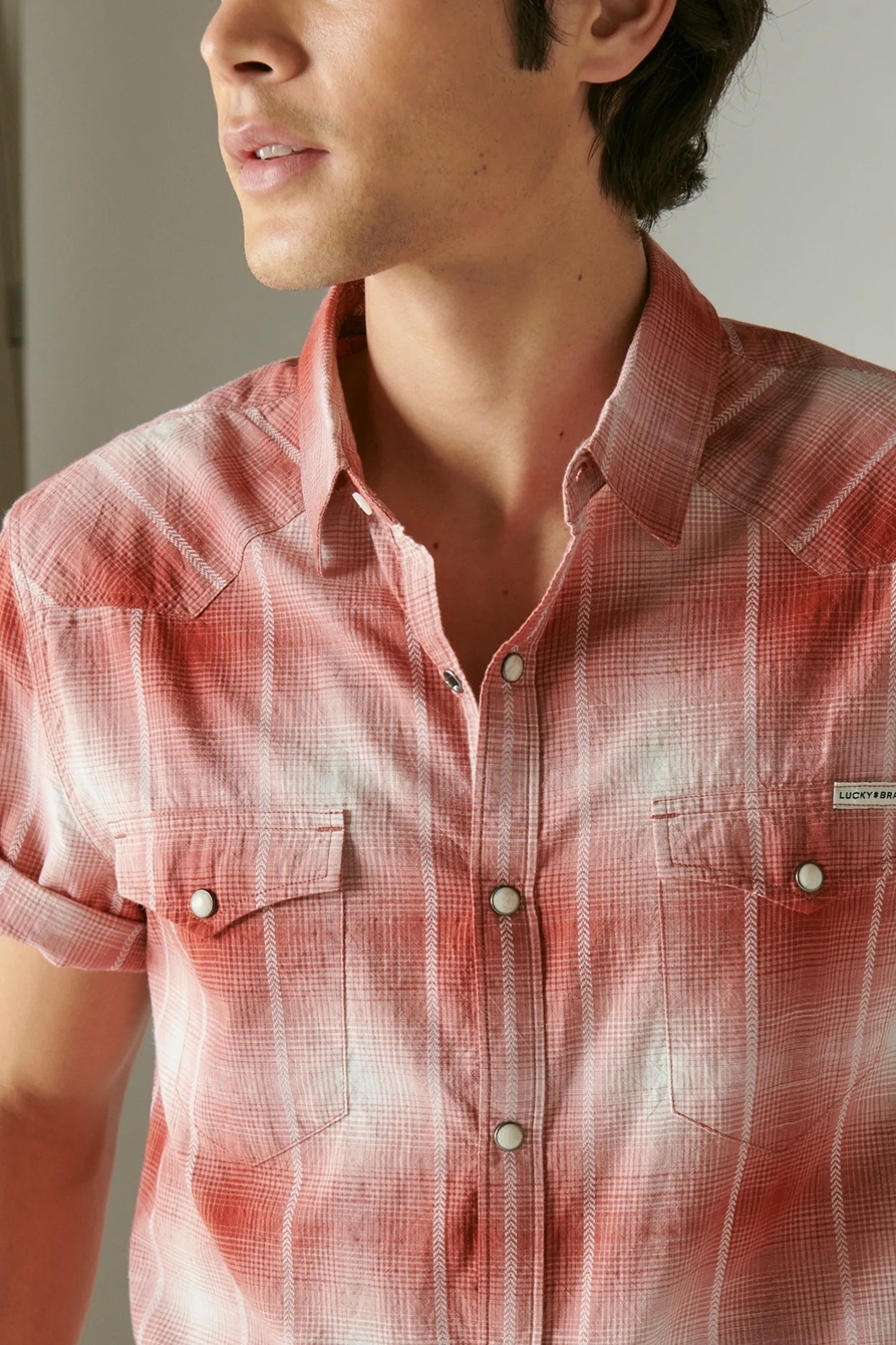 PLAID DOBBY SHORT SLEEVE WESTERN SHIRT, image 2
