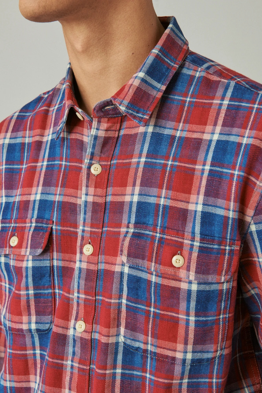 PLAID INDIGO LONG SLEEVE UTILITY SHIRT, image 3