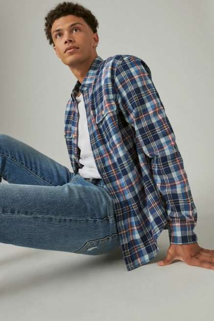 PLAID INDIGO LONG SLEEVE UTILITY SHIRT, image 1