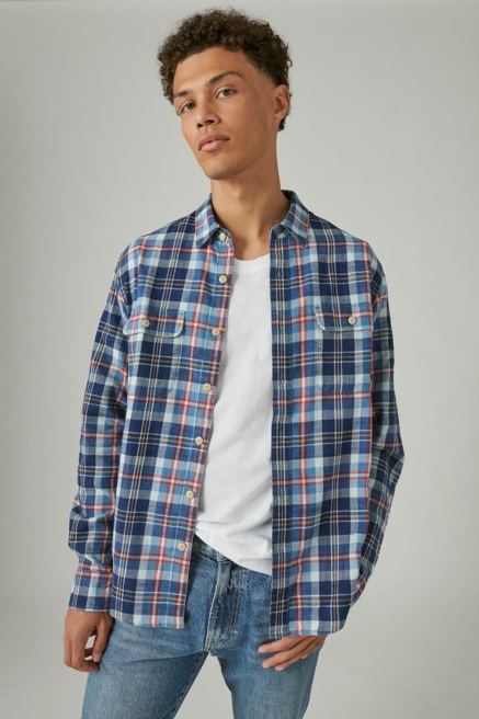PLAID INDIGO LONG SLEEVE UTILITY SHIRT, image 2