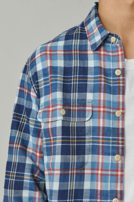 PLAID INDIGO LONG SLEEVE UTILITY SHIRT, image 4