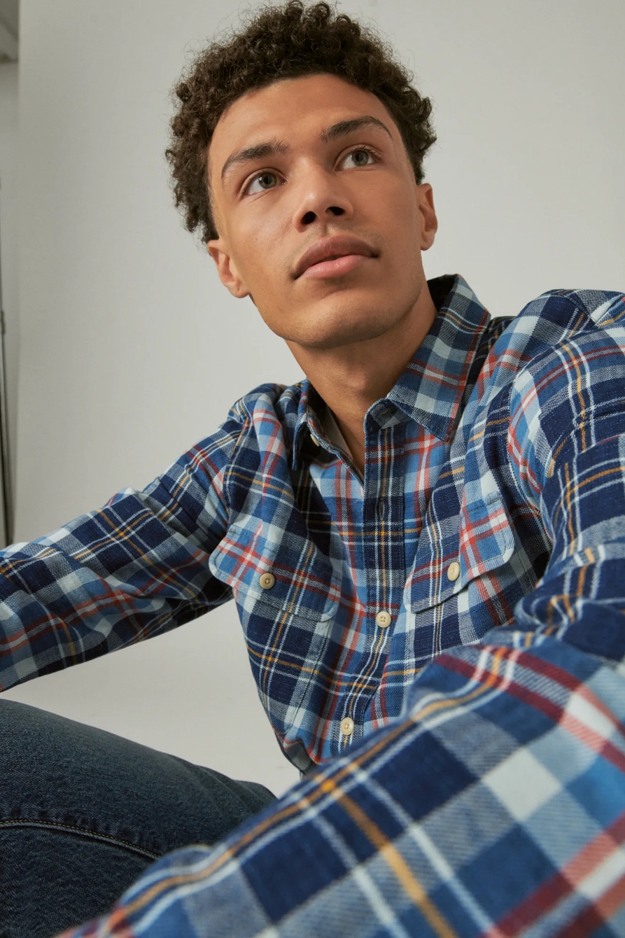 PLAID INDIGO LONG SLEEVE UTILITY SHIRT, image 5