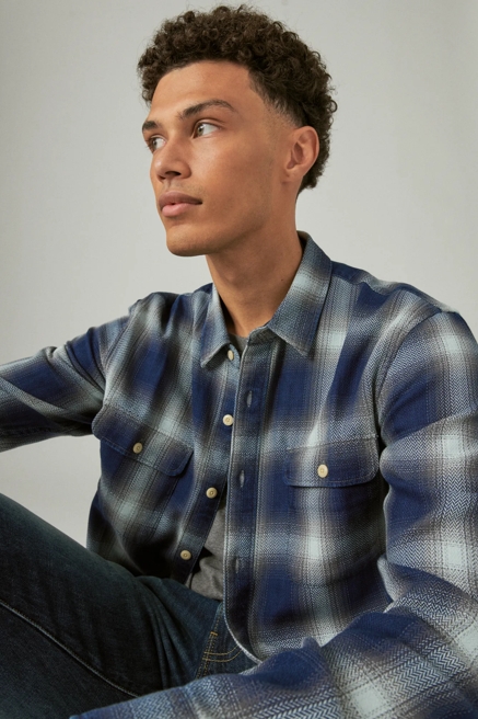 PLAID INDIGO LONG SLEEVE UTILITY SHIRT, image 1
