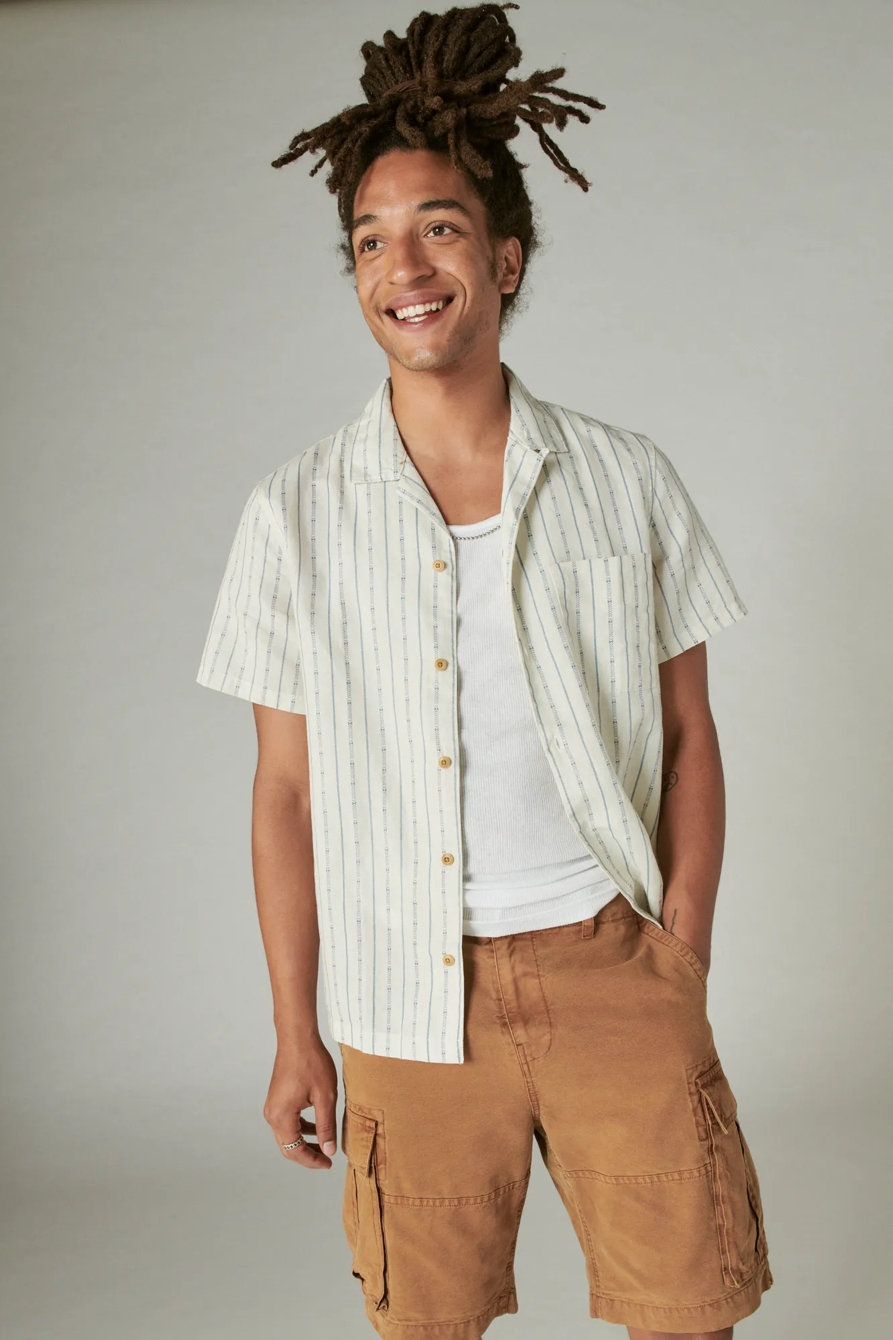 STRIPE LINEN SHORT SLEEVE CAMP COLLAR SHIRT, image 2