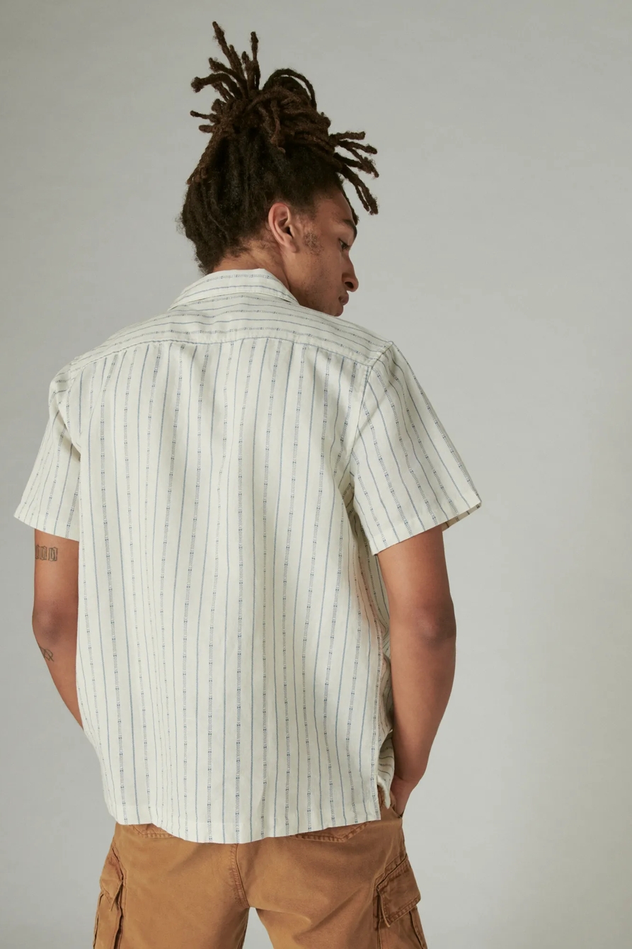 STRIPE LINEN SHORT SLEEVE CAMP COLLAR SHIRT, image 3